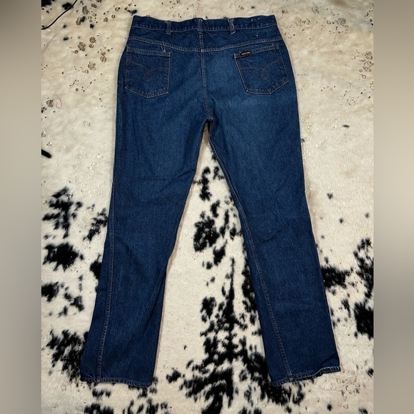 SADDLE King Men’s Vintage Dark Wash Outdoor Work Denim Jeans Size 42x36 - Picture 5 of 9